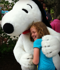 Hugging Snoopy at Cedar Point